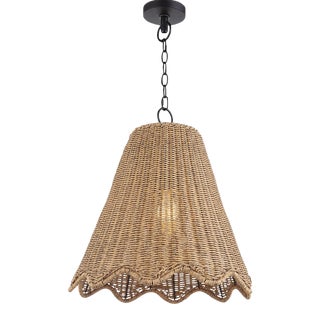 Regina Andrew Summer Scalloped Rattan Outdoor Pendant, Large For Sale