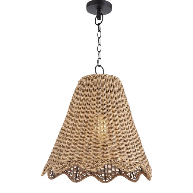 Regina Andrew Summer Scalloped Rattan Outdoor Pendant, Large For Sale
