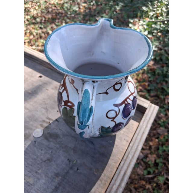 1990s Italian Grape Motif Handmade Pitcher For Sale - Image 4 of 7