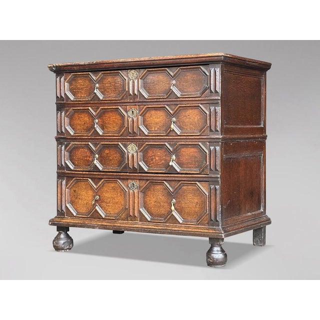 Charles II Oak Geometric Chest of Drawers, 1680s For Sale - Image 14 of 14