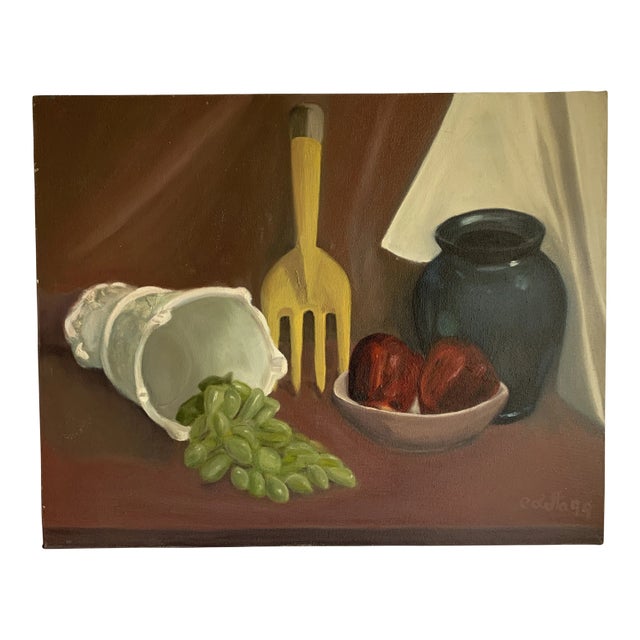 Vintage Original Canvas Still Life Painting For Sale