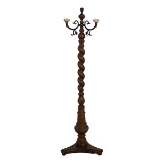 Victorian Style Barley Twist Brass & Marble Coat Rack For Sale
