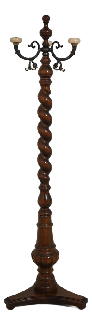 Victorian Style Barley Twist Brass & Marble Coat Rack