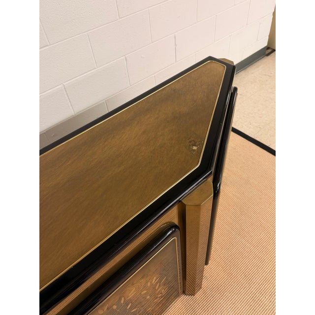 Paint 1970’s “Tree of Life” Shaved Corner Console Cabinet by Bernhard Rhône for Mastercraft For Sale - Image 7 of 12