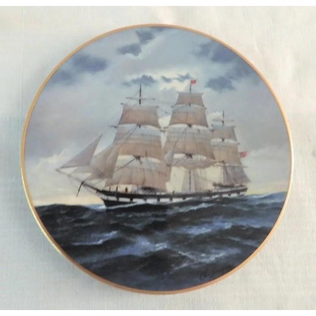 1980s Golden Age of Sail Clipper Ship Plates Set of 6, Charles Lundgren, 1980s Porcelain For Sale - Image 5 of 11
