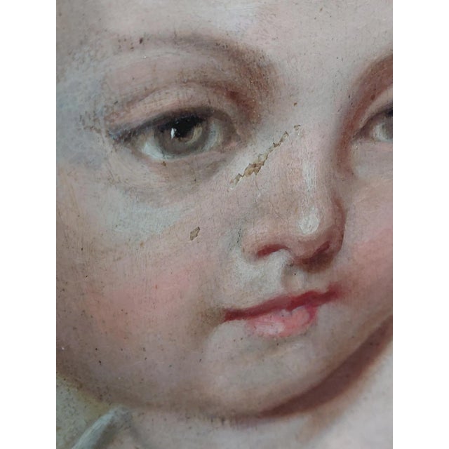 Wood Antique Framed "Our Lady of Refuge" Oil on Canvas For Sale - Image 7 of 15