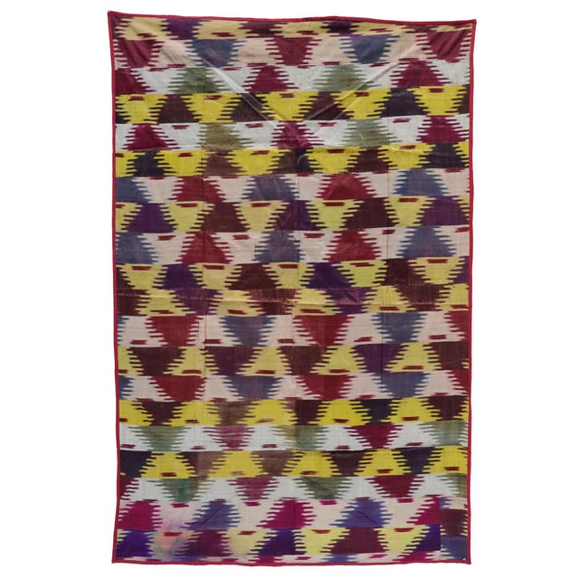 Vintage Uzbek Tribal Silk Ikat Wall Hanging, 1920s For Sale - Image 16 of 16