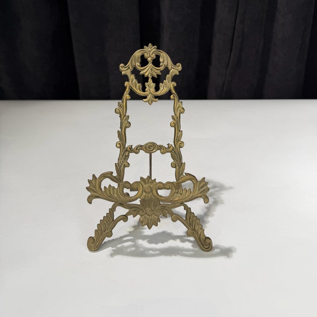 1960s Brass Easel Stand - Ornate Baroque Scrollwork Display Stand For Sale - Image 4 of 9