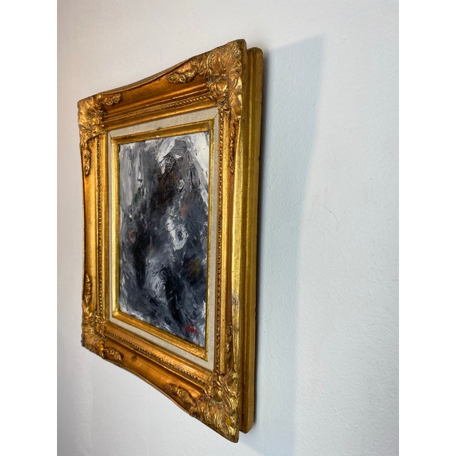 Abstract Original Abstract Expressionist Oil Painting in Ornate Vintage Gilded Frame For Sale - Image 3 of 11
