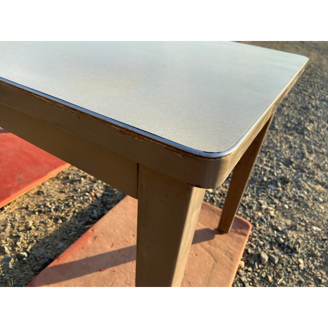 Steelcase Vintage Mid Century Modern Steel Standford Tanker Desk For Sale - Image 4 of 12