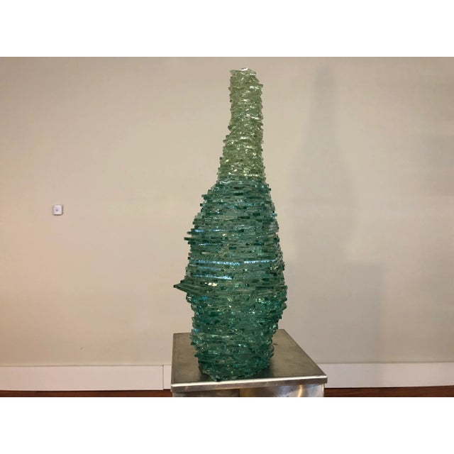 Glass Late 20th Century Large Modern Fractured Glass Sculpture For Sale - Image 7 of 10