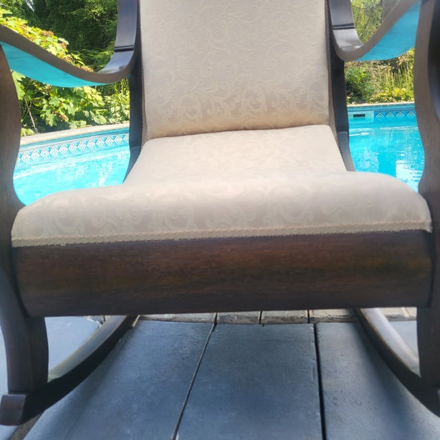 Wood Antique Hand Carved Faces of the North Wind Wood Rocking Chair For Sale - Image 7 of 7