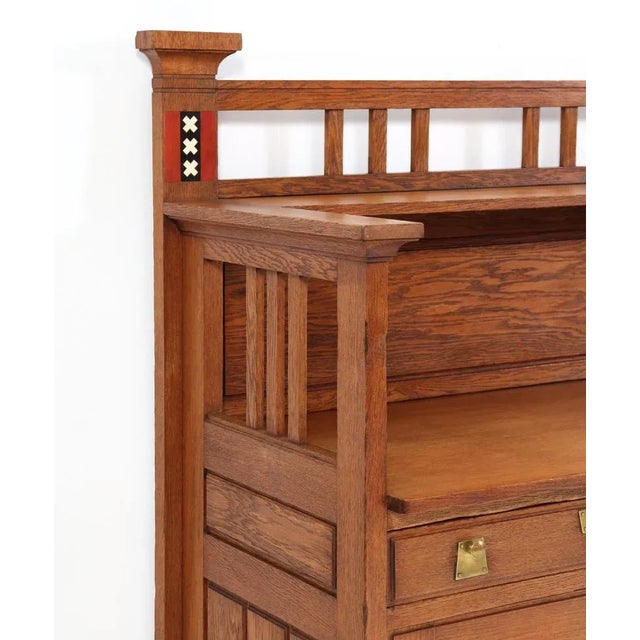 Art Nouveau Arts & Crafts Oak Buffet or Cupboard by H.F. Jansen & Zonen, 1900s For Sale - Image 6 of 10