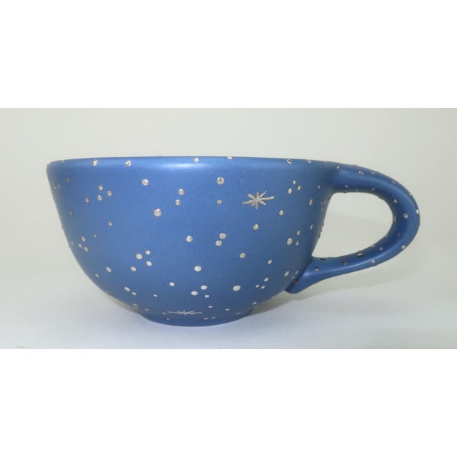 Emilia Castillo Ceramic Pottery Celestial Cup & Saucer With Silver Overlay For Sale In Atlanta - Image 6 of 12