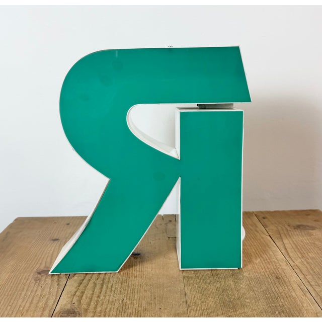 Green Vintage Green Illuminated Letter R, 1970s For Sale - Image 8 of 17