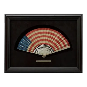 Early 20th Century Patriotic 48-Star American Flag Folding Fan