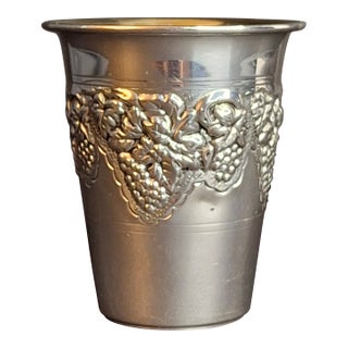 Vintage Hazorfim Sterling Silver Kiddush Cup Grape Motif Gold Wash Interior 47g For Sale