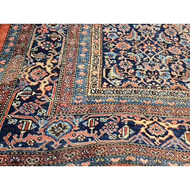 19th Century Oversized Persian Bidjar Rug, Hand-Knotted Wool, Geometric Pattern, Red & Navy, 11x15 For Sale - Image 15 of 18