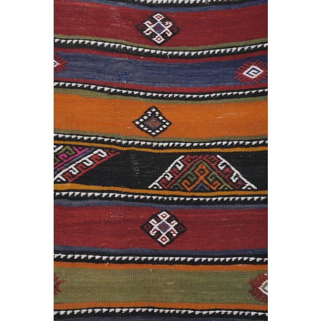 Textile Made of Natural Undyed Wool Early 20th Century Colorful Stair Kilim Runner 2'2'' X 19'4'' For Sale - Image 7 of 12