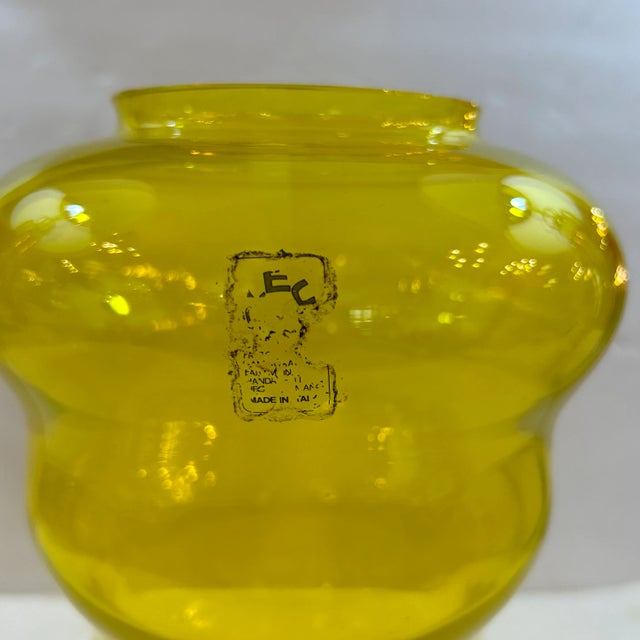 1970s Italian Yellow - Gold Blown Glass Tapered Sculptural Vase For Sale - Image 5 of 5