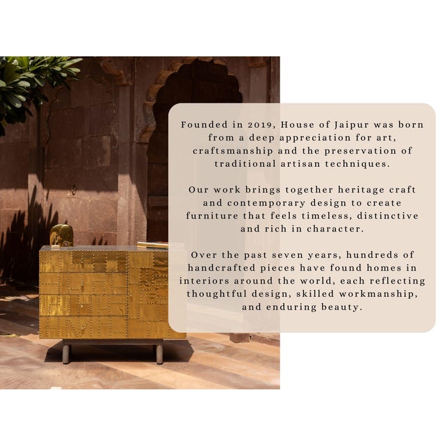 White Arcana Mother-of-Pearl & Brass Three-Drawer Nightstand by House of Jaipur For Sale - Image 8 of 8