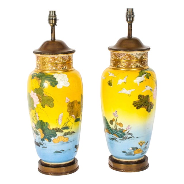 Antique Japanese Satsuma Taizan Vases, 1800s, Set of 2 For Sale