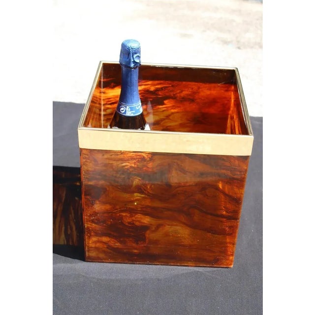 Faux Tortoise and Brass Portable Bar from Dior, Italy, 1970s For Sale - Image 10 of 11