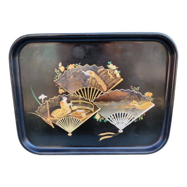 Napoleon III Tray Japanese Decor in Cardboard Mache For Sale