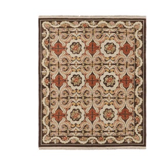 Rug & Kilim’s Bessarabian Style Rug in Brown With Floral Patterns and Medallions For Sale