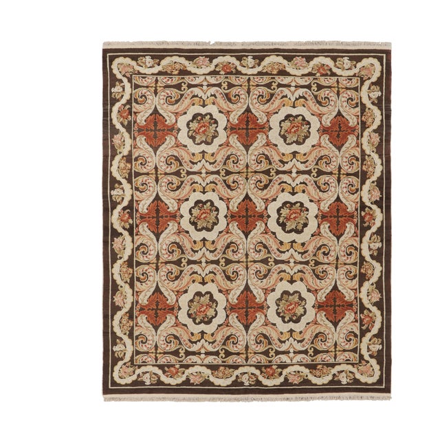 Rug & Kilim’s Bessarabian Style Rug in Brown With Floral Patterns and Medallions For Sale
