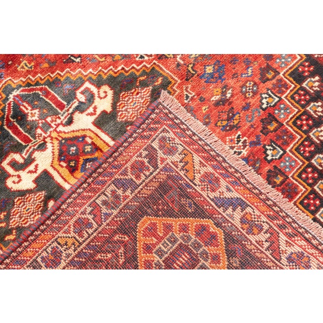 1950s Vintage Hand-Knotted Persian Qashqai Rug 3'10" X 5'2" For Sale - Image 5 of 15