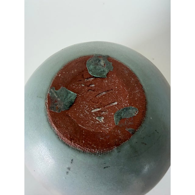 1980s Vintage Organic Studio Art Ceramic Vase With Natural Fiber Detail For Sale - Image 10 of 12