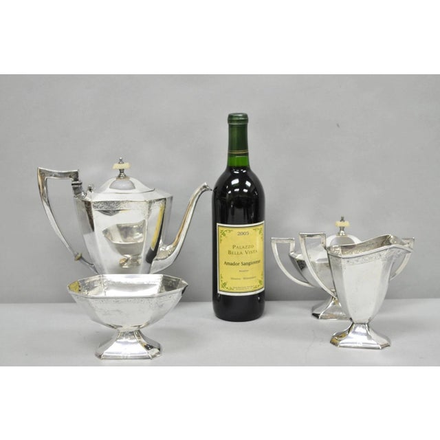 Antique English Art Deco Silver Plated Tea Service Set by Bscep (5329) - 4 PCS For Sale - Image 15 of 15