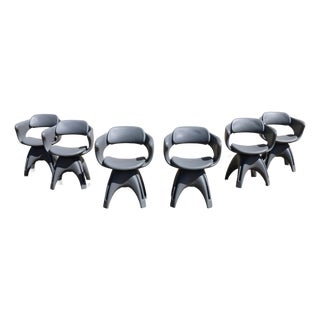 Vintage Set of 6 John Gale Rotocast Plastic Swivel Armchairs | Space Age 1960s For Sale
