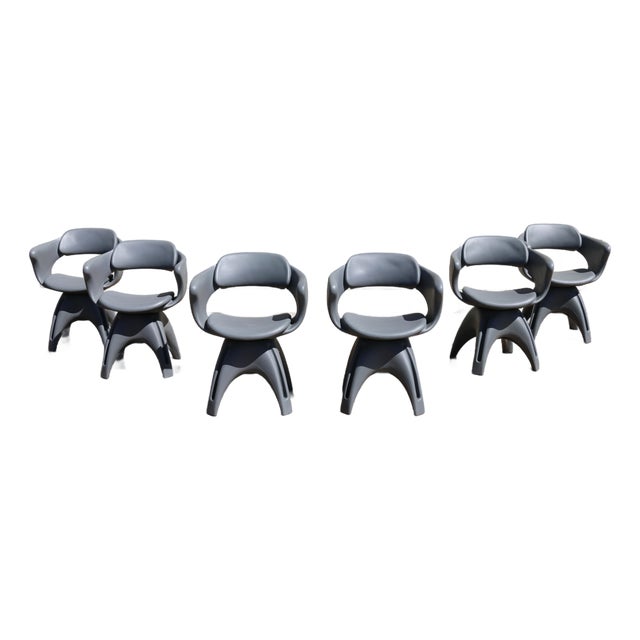 Vintage Set of 6 John Gale Rotocast Plastic Swivel Armchairs | Space Age 1960s For Sale