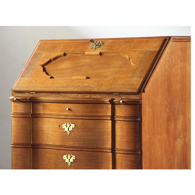 Vintage Oak Fold Down Secretary Bureau in Style of Kjærnulf, 1960s For Sale - Image 6 of 18