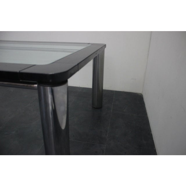 1970s Black Lacquer Wood, Steel, and Glass Dining Table by Marco Zanuso for Zanotta, 1970s For Sale - Image 5 of 8