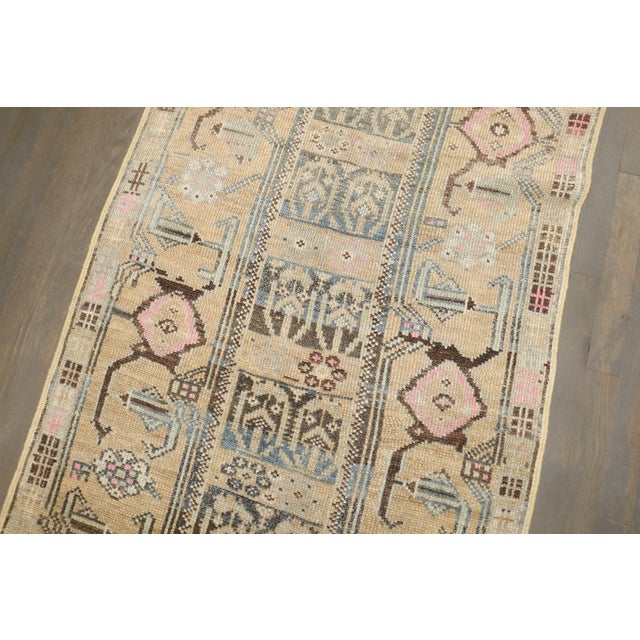 Long Turkish Anatolian Geometric Soft Blue Beige Pink Runner rug no. j5319 For Sale - Image 4 of 7