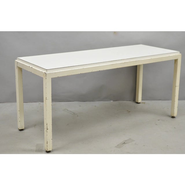 Vintage Mid Century Modern Steel Metal White Laminate Top Coffee Table Bench For Sale - Image 14 of 14