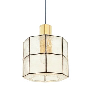 Mid-Century Modern Pendant Light in Glass and Brass from Limburg, Germany, 1960s For Sale
