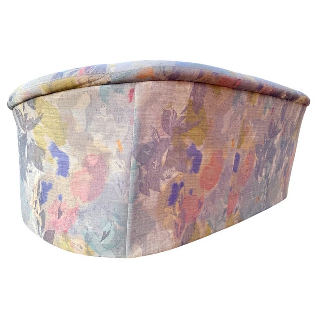 Textile 1990 Postmodern Kagan Style Biomorphic Kidney Bean Shaped Curved Platform Carson’s Sofa For Sale - Image 7 of 12