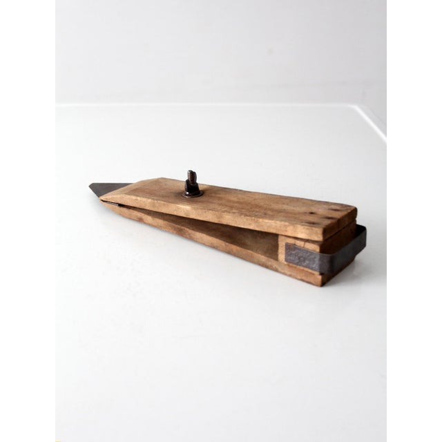 Farmhouse Antique Primitive Wooden Scraper Hand Tool With Adjustable Blade For Sale - Image 3 of 9