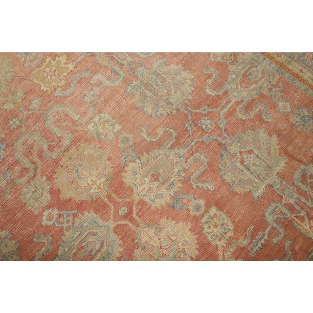 Antique Zabihi Collection Peach Oushak Square Rug - 11'6" x 13' For Sale In New York - Image 6 of 9