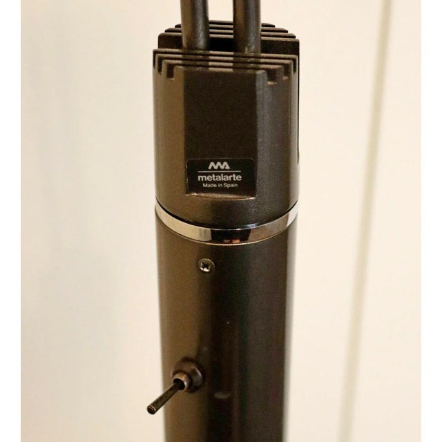 Dark Gray Mid Century Modern Metalarte Spain Metal Adjustable Reading Floor Lamp 1970s For Sale - Image 8 of 9