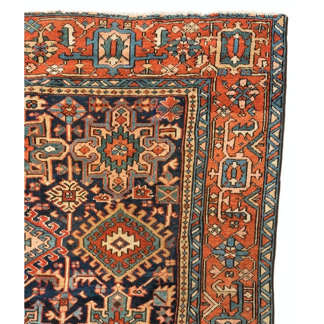 Tribal 1920s Persian Red Green Navy Geometric Tribal Karaja Rug For Sale - Image 3 of 5