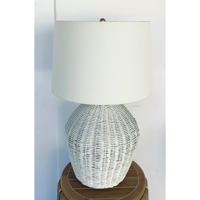 2020s Regina Andrew Organic Modern White Wicker Georgian Table Lamp For Sale - Image 5 of 5