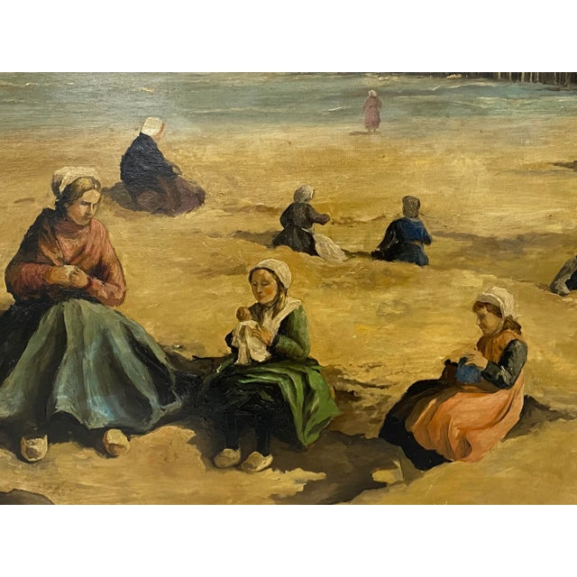 In the Style of Johannes Evert Hendrik Akkeringa Oil on Panel Beach Scene C.1920 For Sale - Image 10 of 13