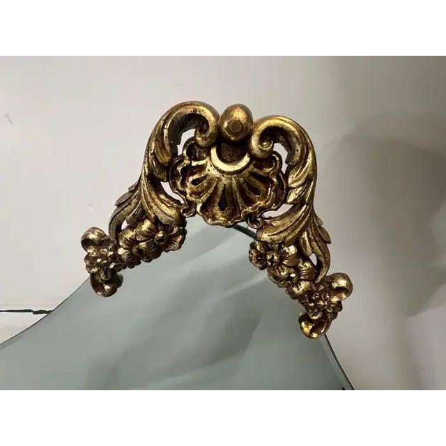 Mid-Century Italian Baroque Revival Wall Mirror With Gilded Rocaille Corners For Sale - Image 9 of 10