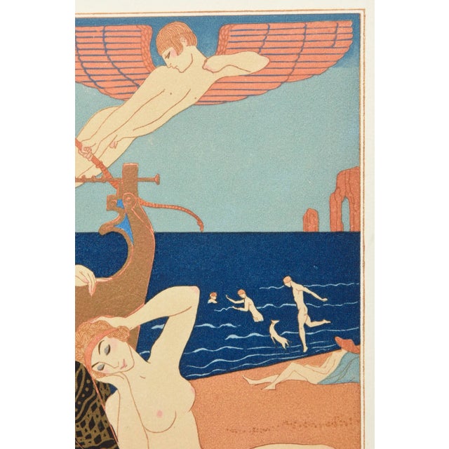 Rare Georges Barbier Art Deco Custom Framed Pochoir From the Portfolio " Chansons De Biilitis" For Sale In Miami - Image 6 of 9