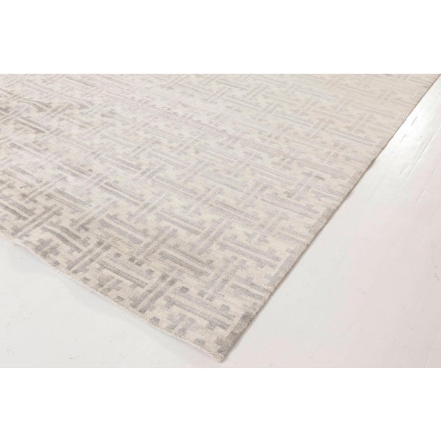 Silver Contemporary Geometric Terra Rug in Natural Wool by Doris Leslie Blau For Sale - Image 8 of 8